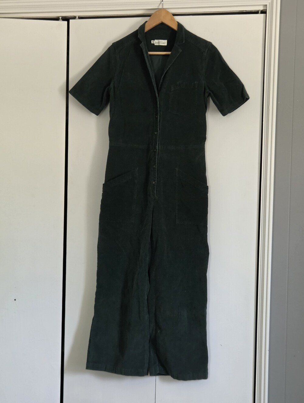 Bridge & Burn Corduroy Short-Sleeve Utility Jumpsuit - Dark Green